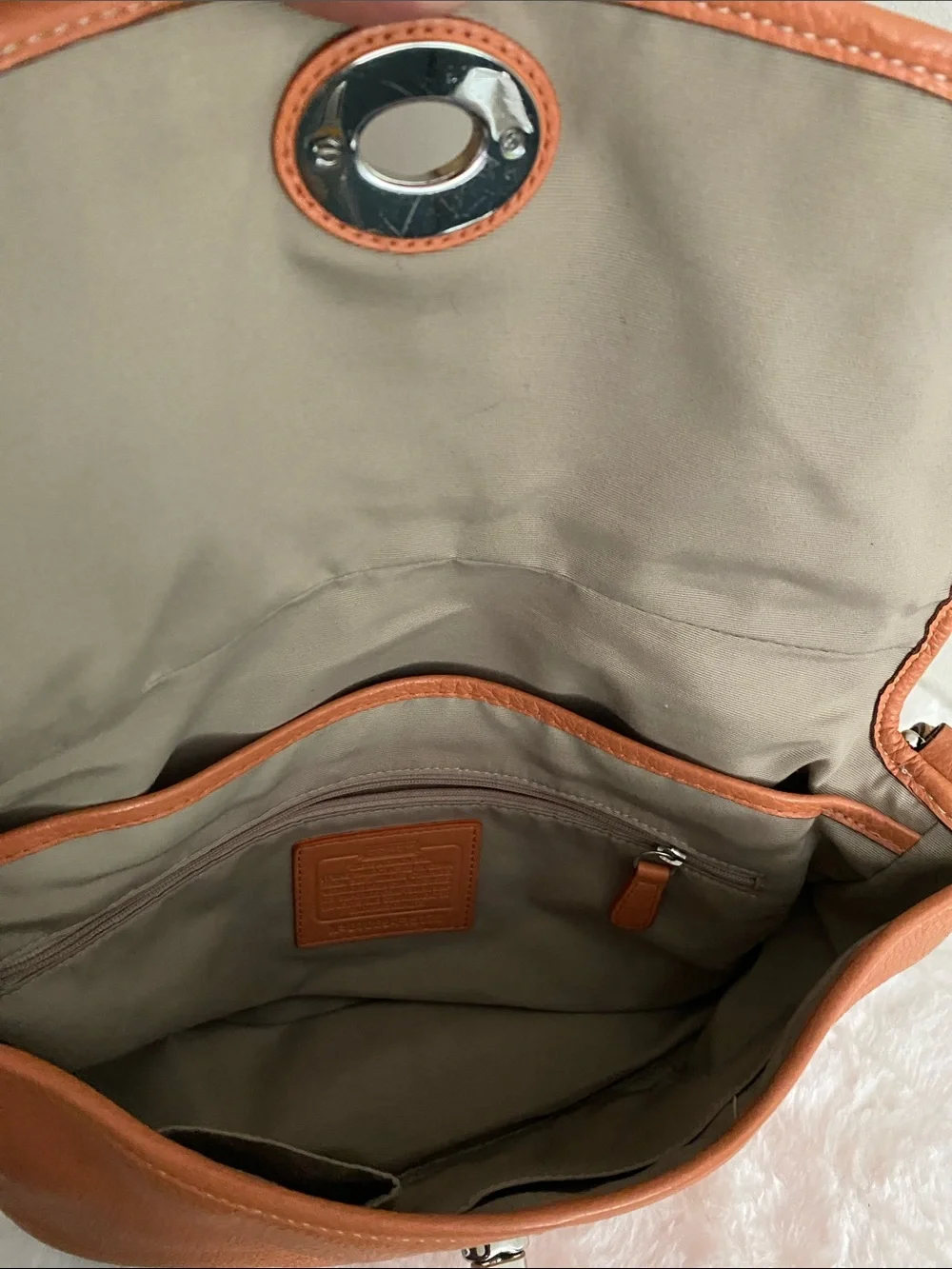 Coach Legacy Pebbled Leather Flap Convertible Shoulder Bag In Camel - Picture 15 of 17